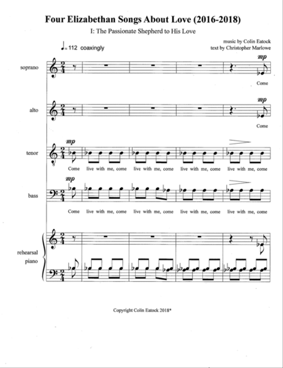 Four Elizabethan Songs About Love (2016-2018) 4-Part scores gallery preview page 3