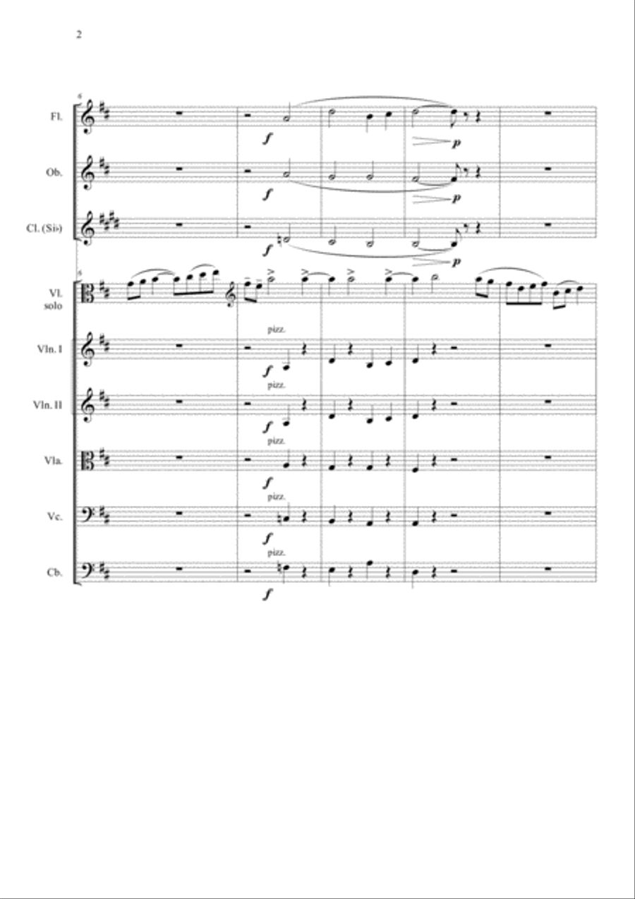 Shchostakobich - Adagio from The Limpid Stream for viola solo String Orchestra scores gallery preview page 2