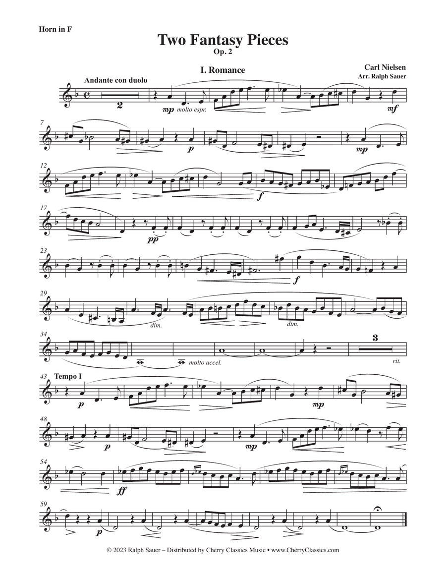 Two Fantasy Pieces, Op. 2 for Horn and Piano Piano scores gallery preview page 1