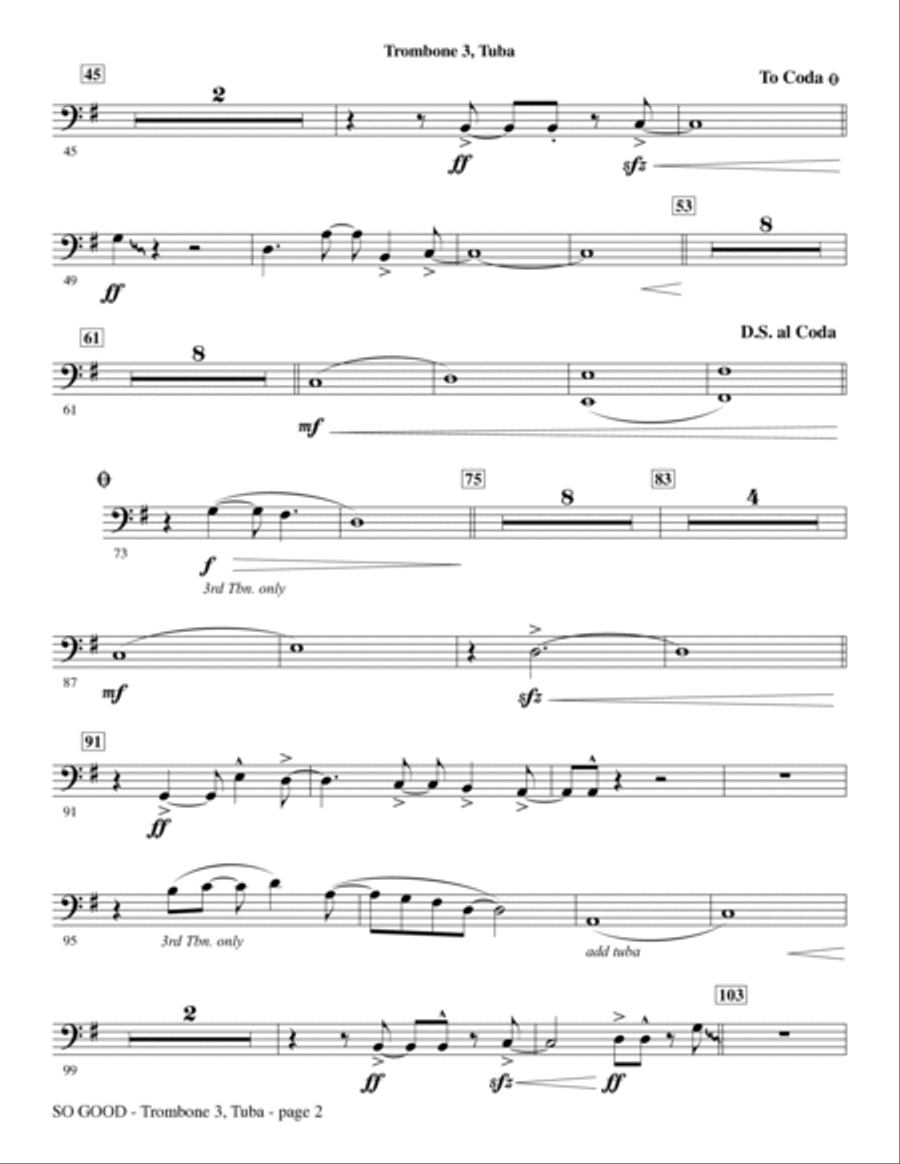 So Good - Trombone 3/Tuba Choir scores gallery preview page 2