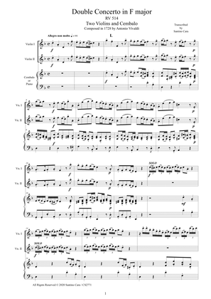 Vivaldi - Double Concerto in D minor RV 514 for Two Violins and Cembalo (or Piano)
