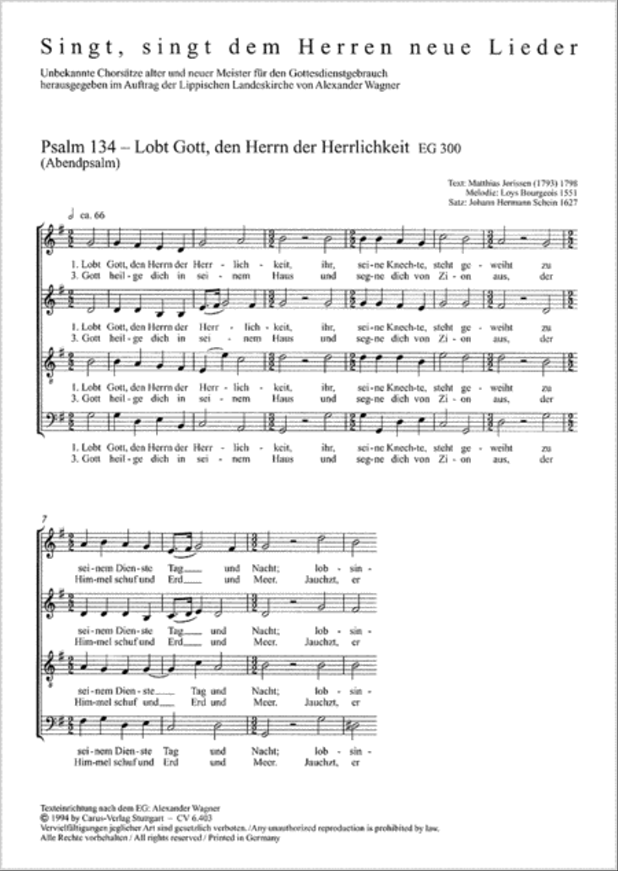 Psalm 134: Lobt Gott, den Herrn Score scores gallery preview page 1