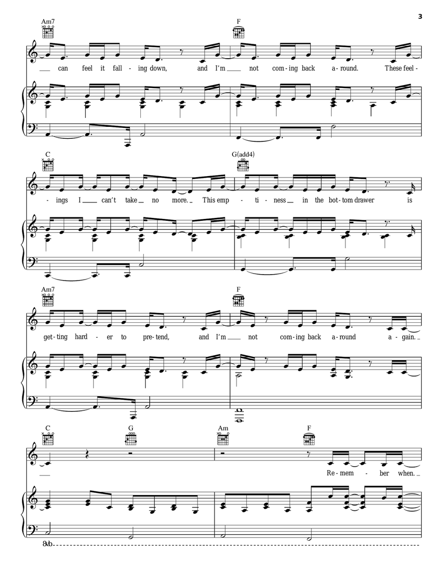 Remember When Piano, Vocal, Guitar scores gallery preview page 3