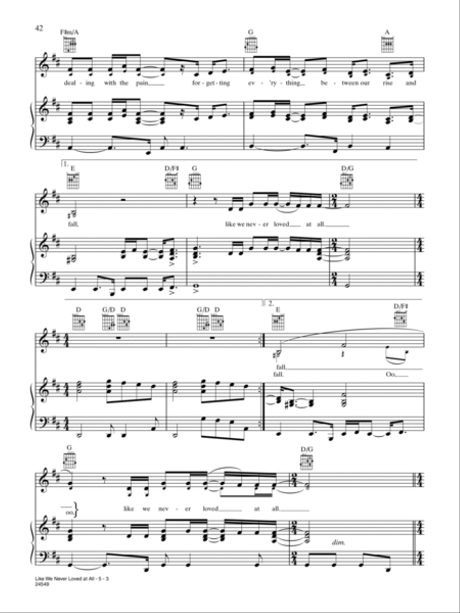 Like We Never Loved At All Piano, Vocal, Guitar scores gallery preview page 3