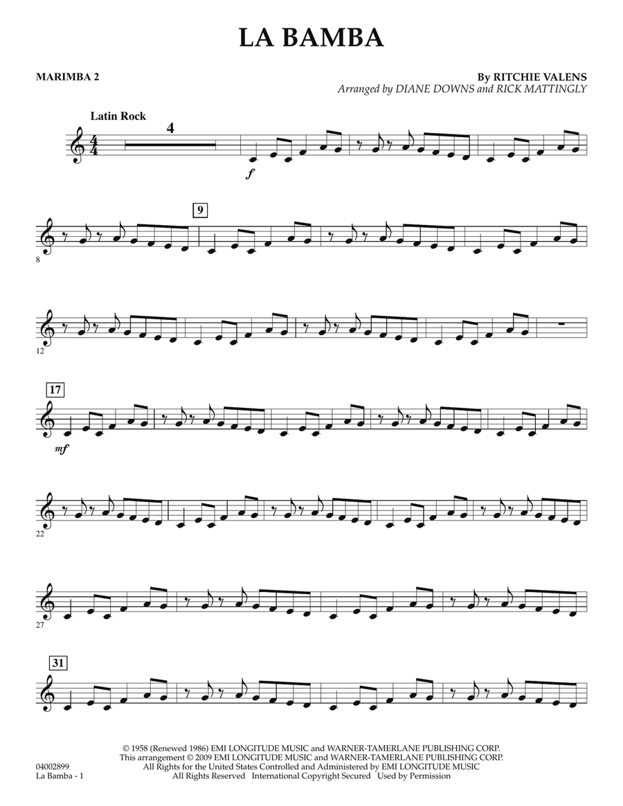 La Bamba - Marimba 2 Concert Band scores gallery preview page 1