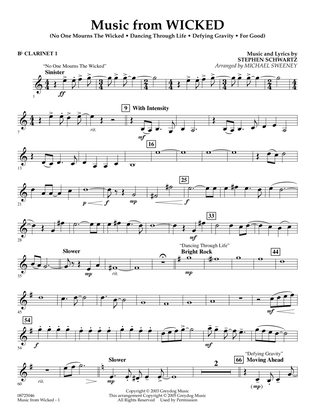 Book cover for Music from Wicked (arr. Michael Sweeney) - Bb Clarinet 1