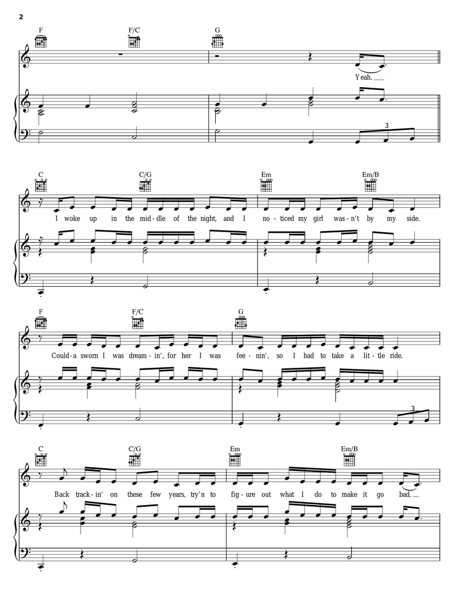 Lonely Piano, Vocal, Guitar scores gallery preview page 2