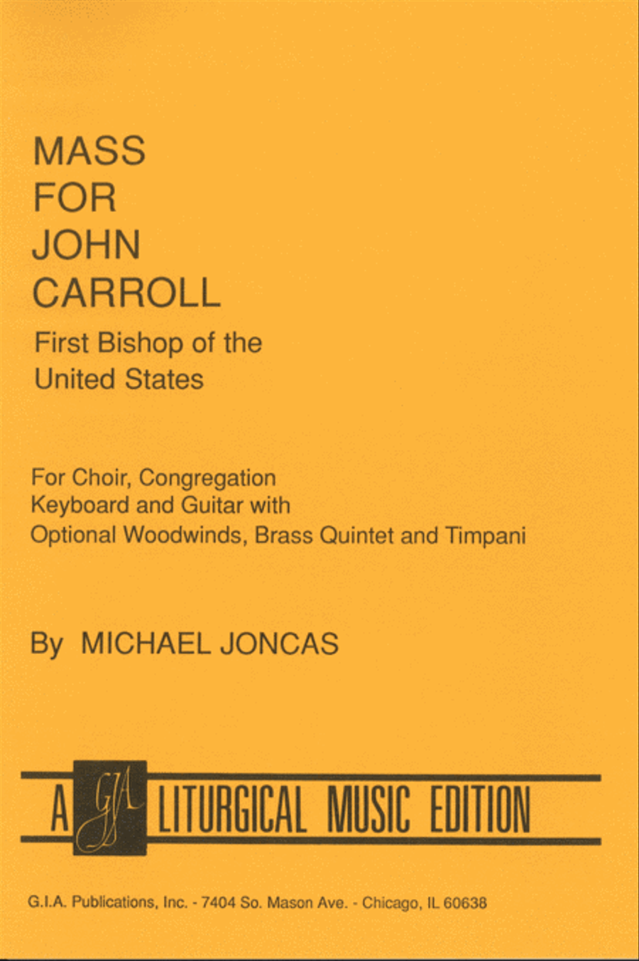 Book cover for Mass for John Carroll - Woodwind edition