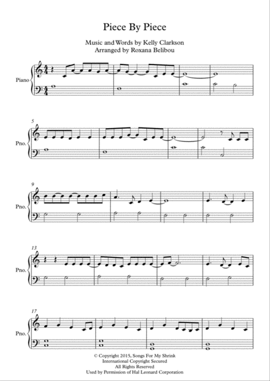 Piece By Piece Easy Piano scores gallery preview page 1