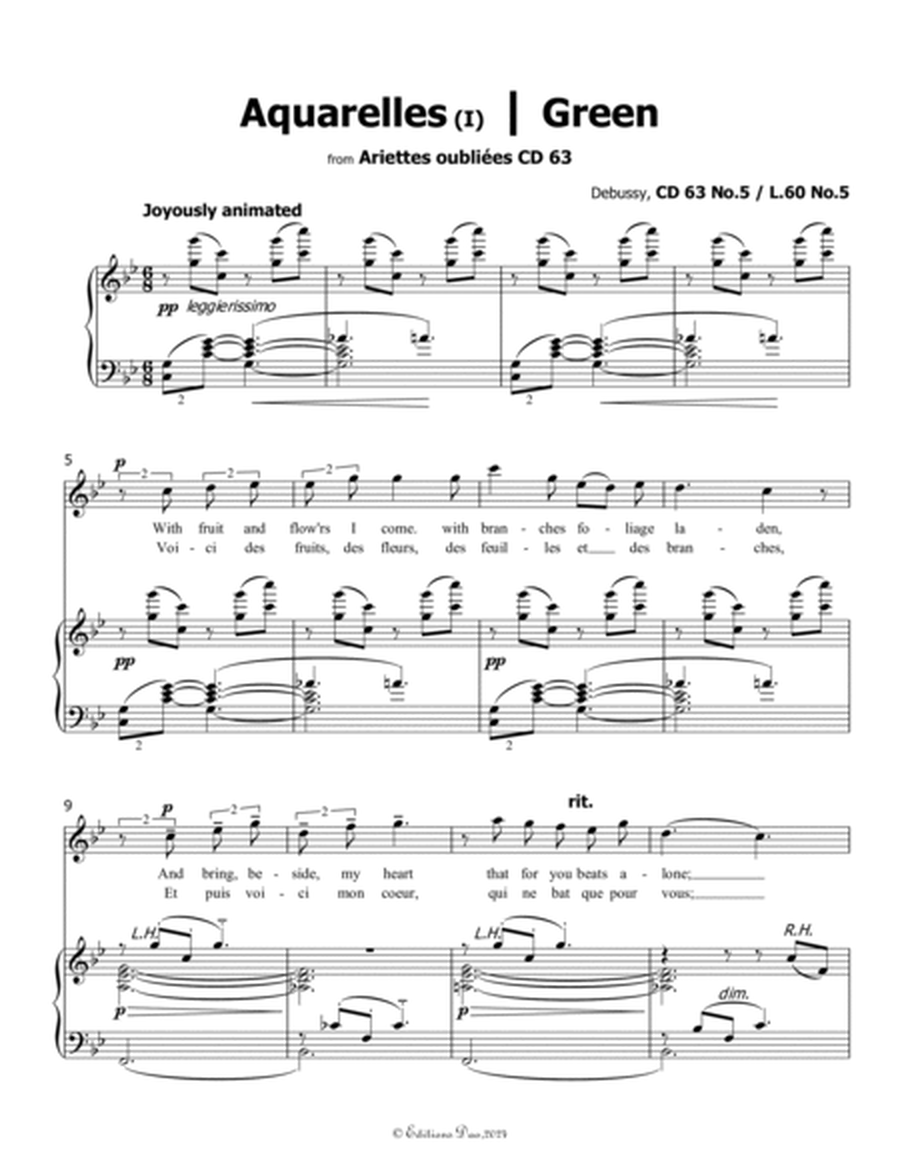 Aquarelles I(Green), by Debussy, CD 63 No.5, in B flat Major
