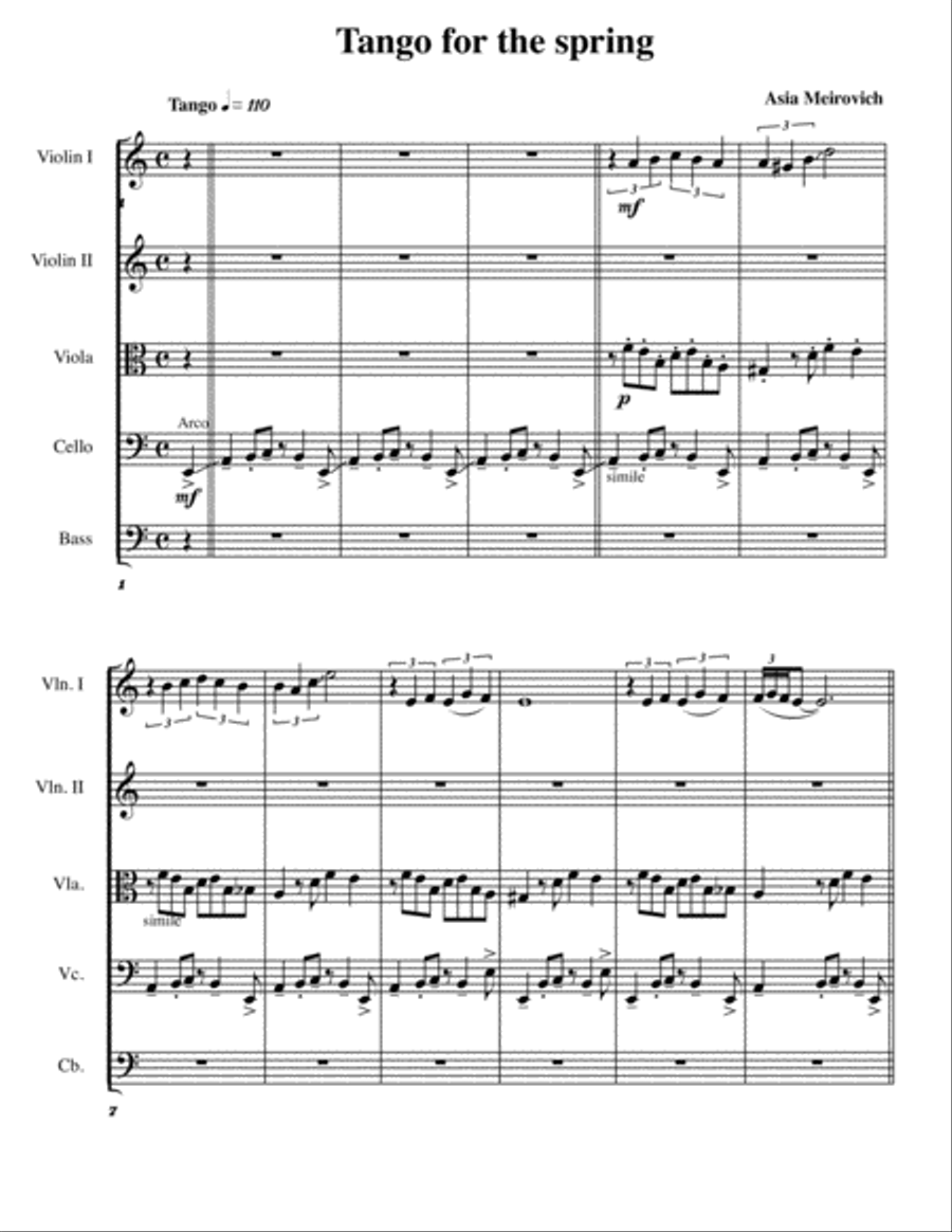Tango for the Spring String Orchestra scores gallery preview page 1