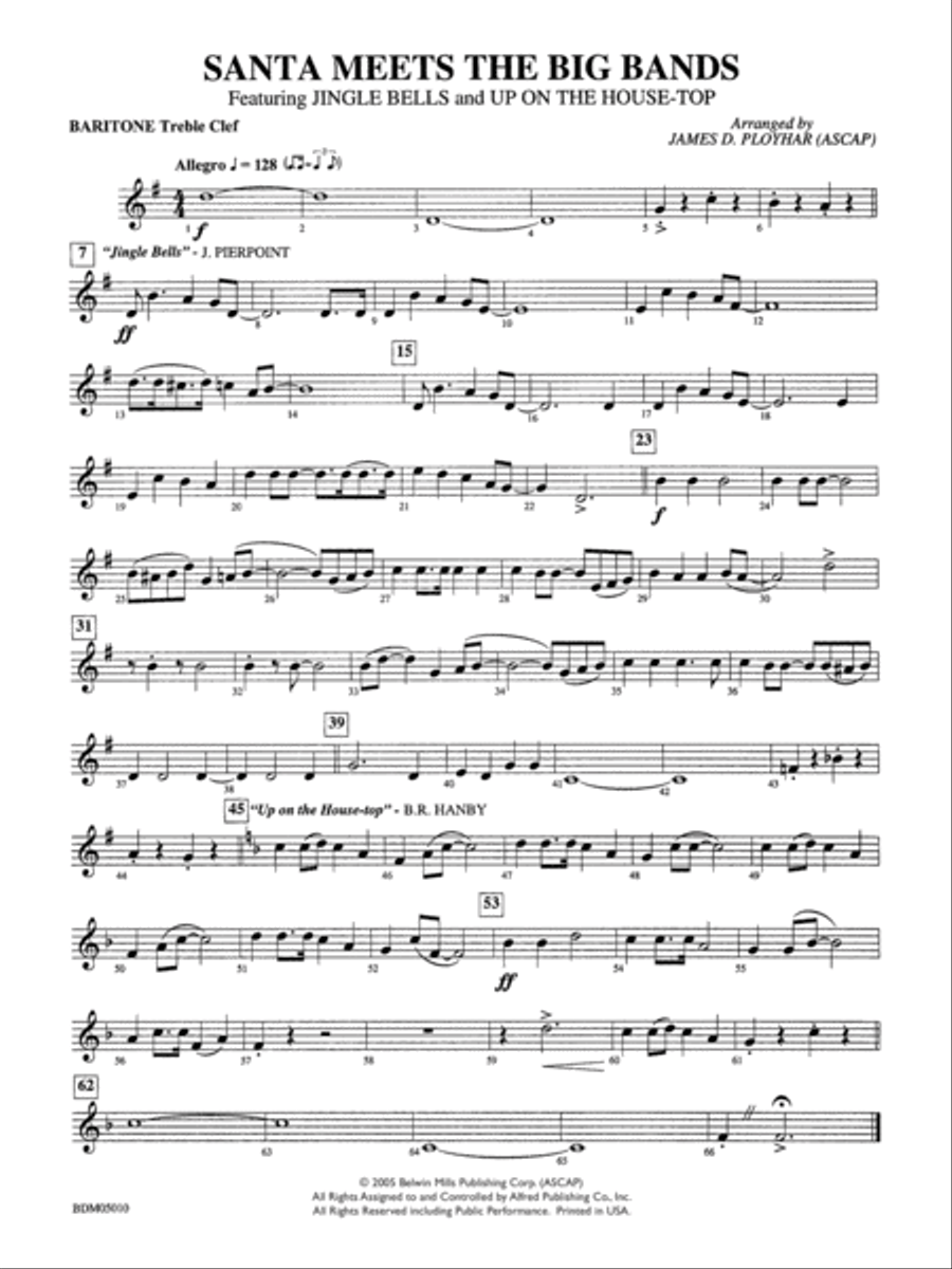 Santa Meets the Big Bands: Baritone T.C. Concert Band scores gallery preview page 1