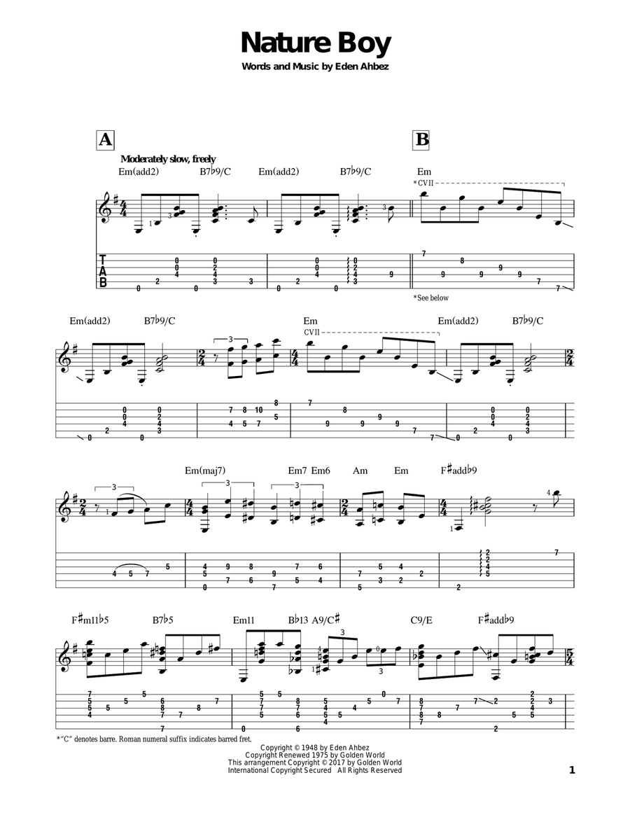 Nature Boy (arr. Matt Otten) Electric Guitar scores gallery preview page 1