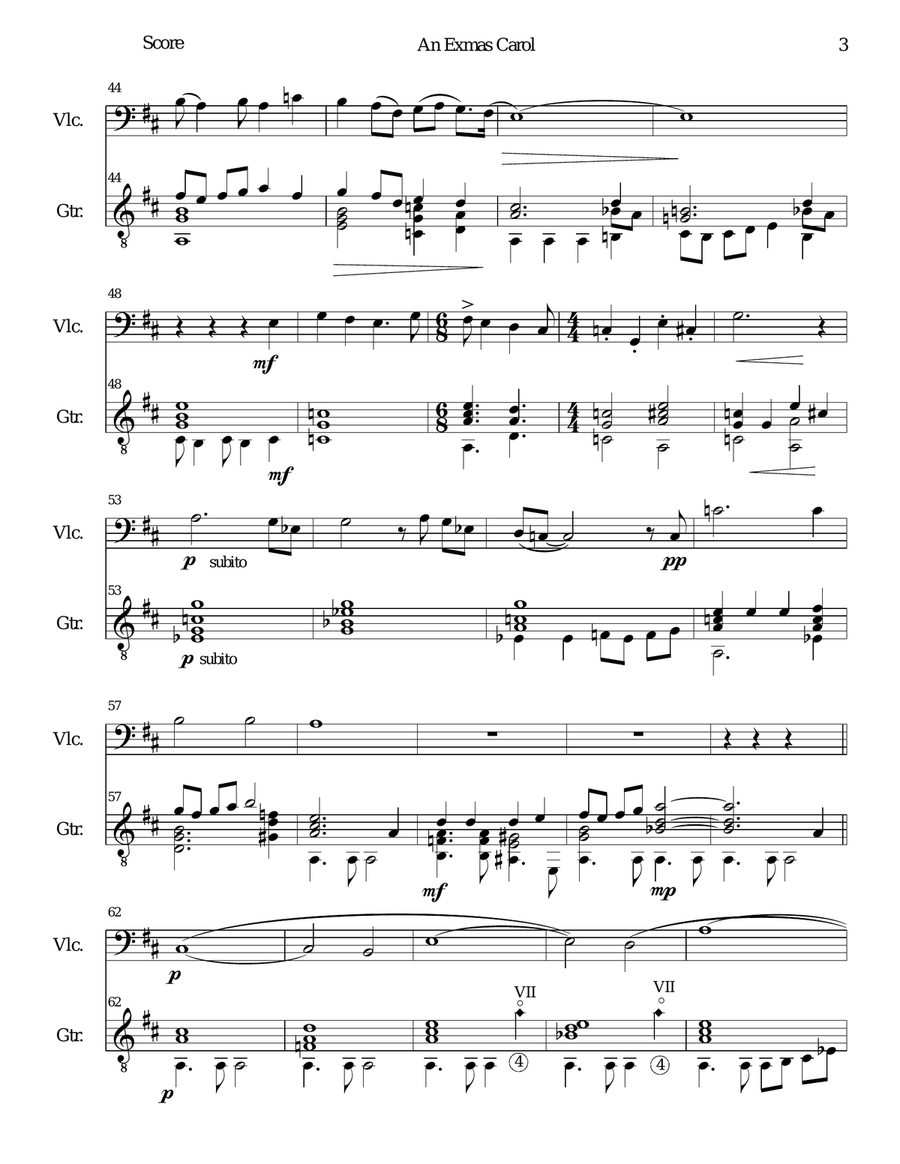 An Exmas carol for cello and guitar String Duet scores gallery preview page 3