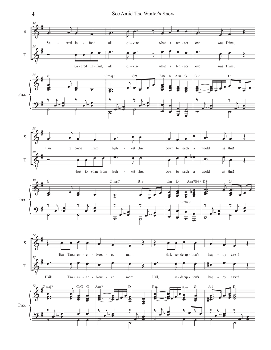 See Amid The Winter's Snow (2-part choir - (Soprano and Tenor) 2-Part scores gallery preview page 4