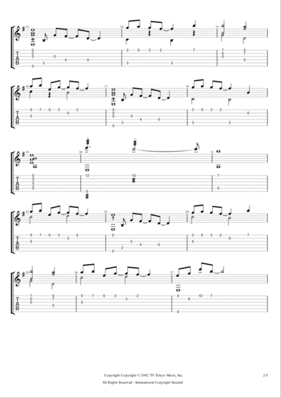 Sadness And Sorrow Guitar Tablature scores gallery preview page 2