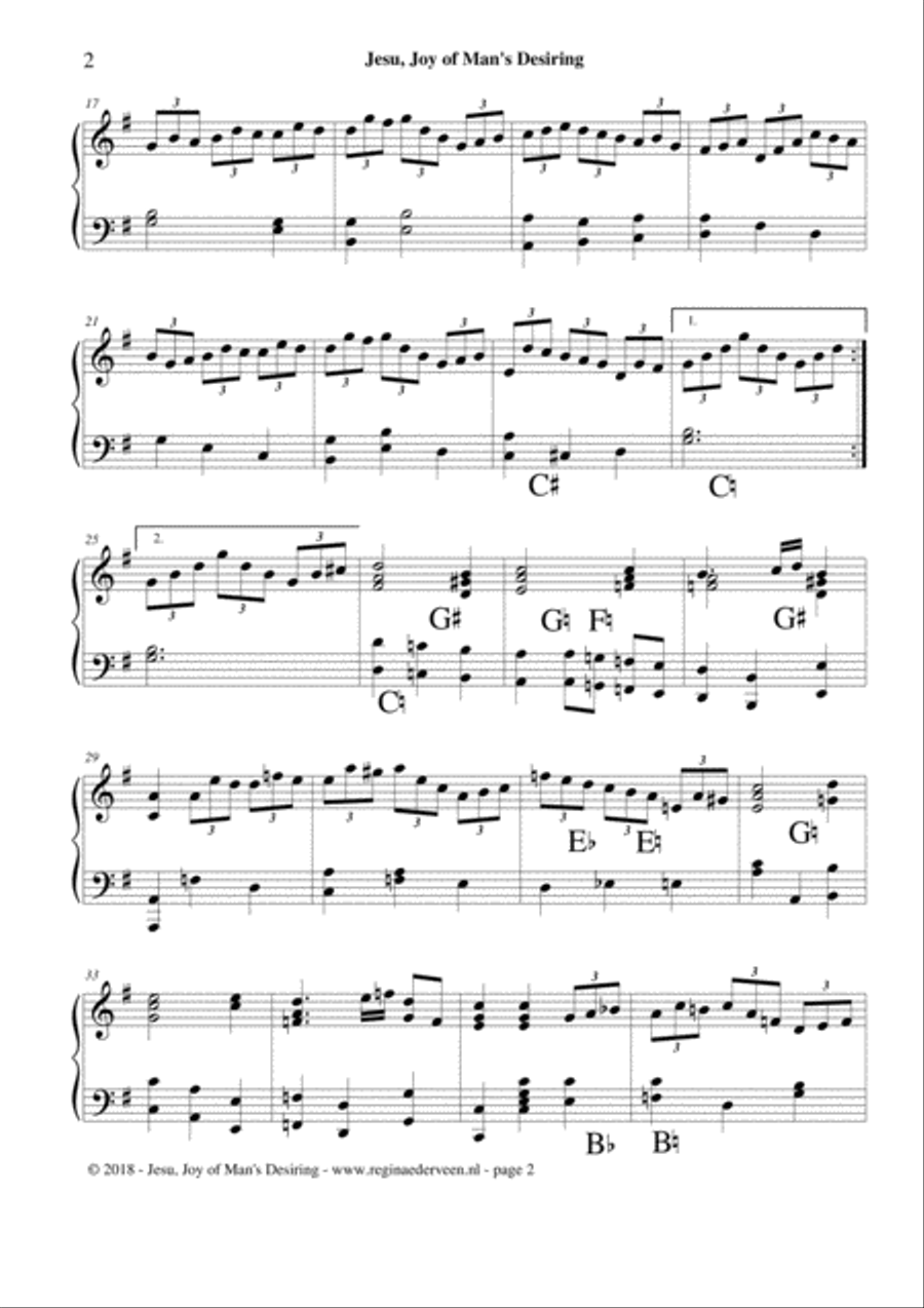 Jesu Joy of Man's Desiring - pedal harp solo Pedal Harp scores gallery preview page 2