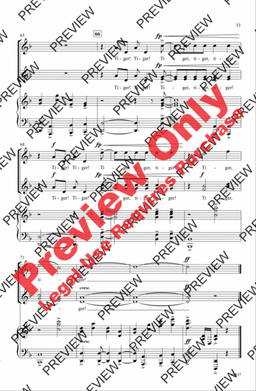 Tiger! Tiger! Tiger! Tiger! Women's Choir scores gallery preview page 10