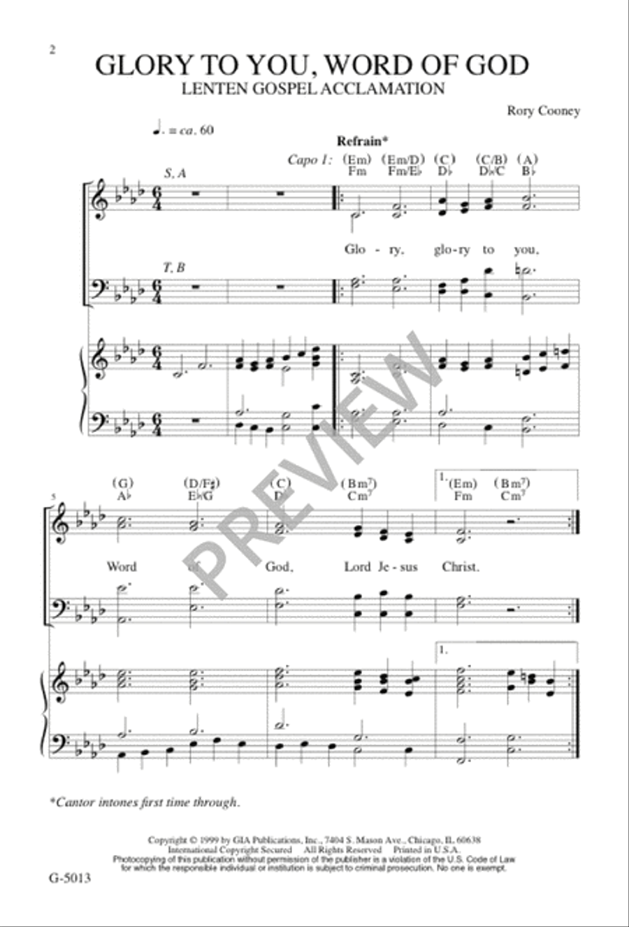 Glory to You, Word of God 4-Part scores gallery preview page 3
