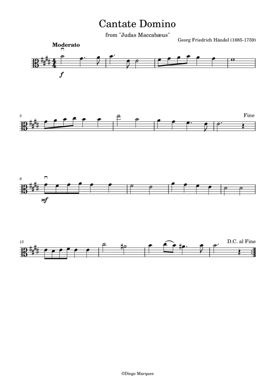 Cantate Domino in E Cantate Domino in E Viola Solo scores gallery preview page 1