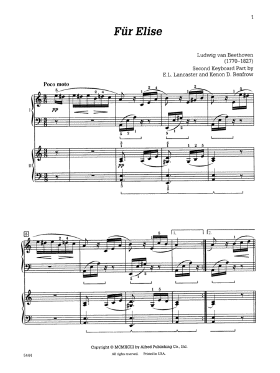 Für Elise - Piano Duo (2 Pianos, 4 Hands) Piano Duet scores gallery preview page 1