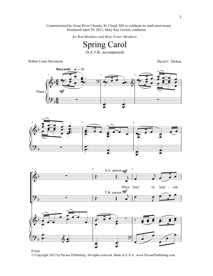 Spring Carol 4-Part scores gallery preview page 1