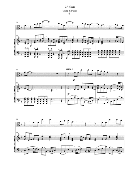 Green Day: 21 Guns for Viola & Piano image number null