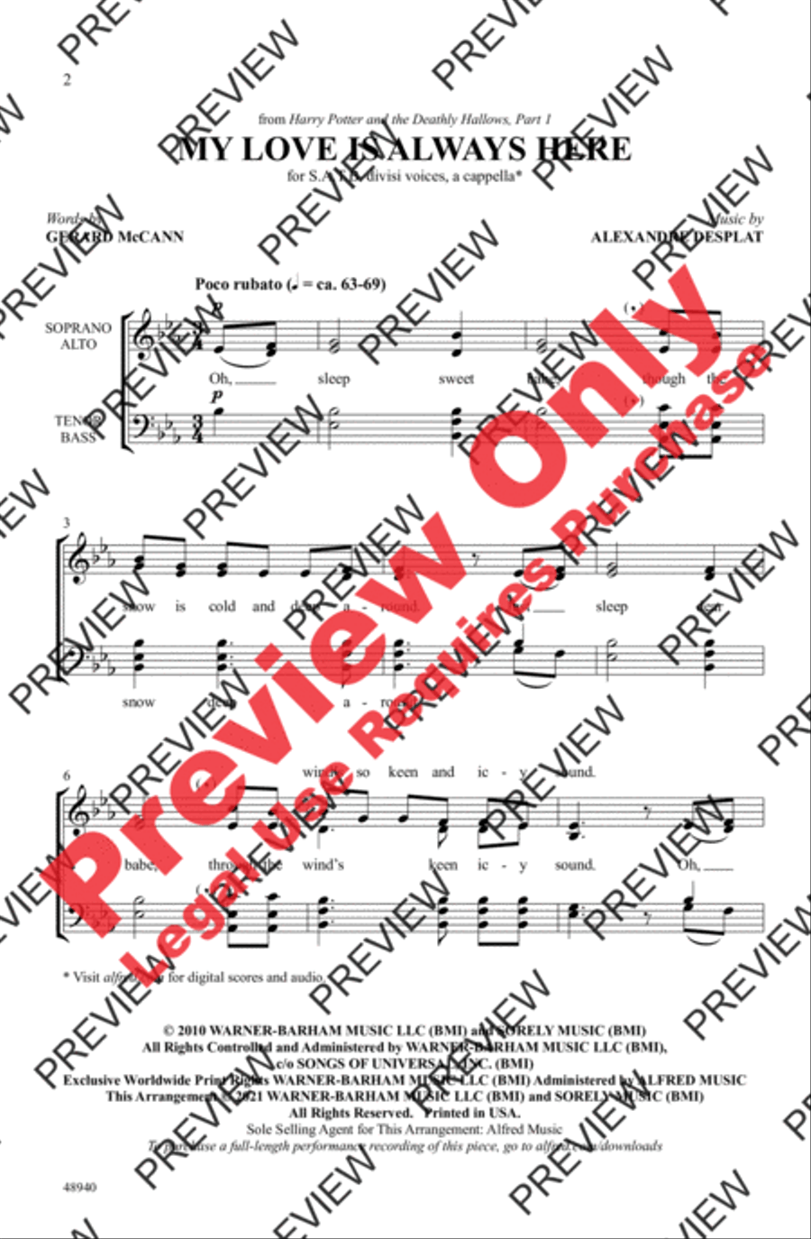 My Love Is Always Here My Love Is Always Here 4-Part scores gallery preview page 2