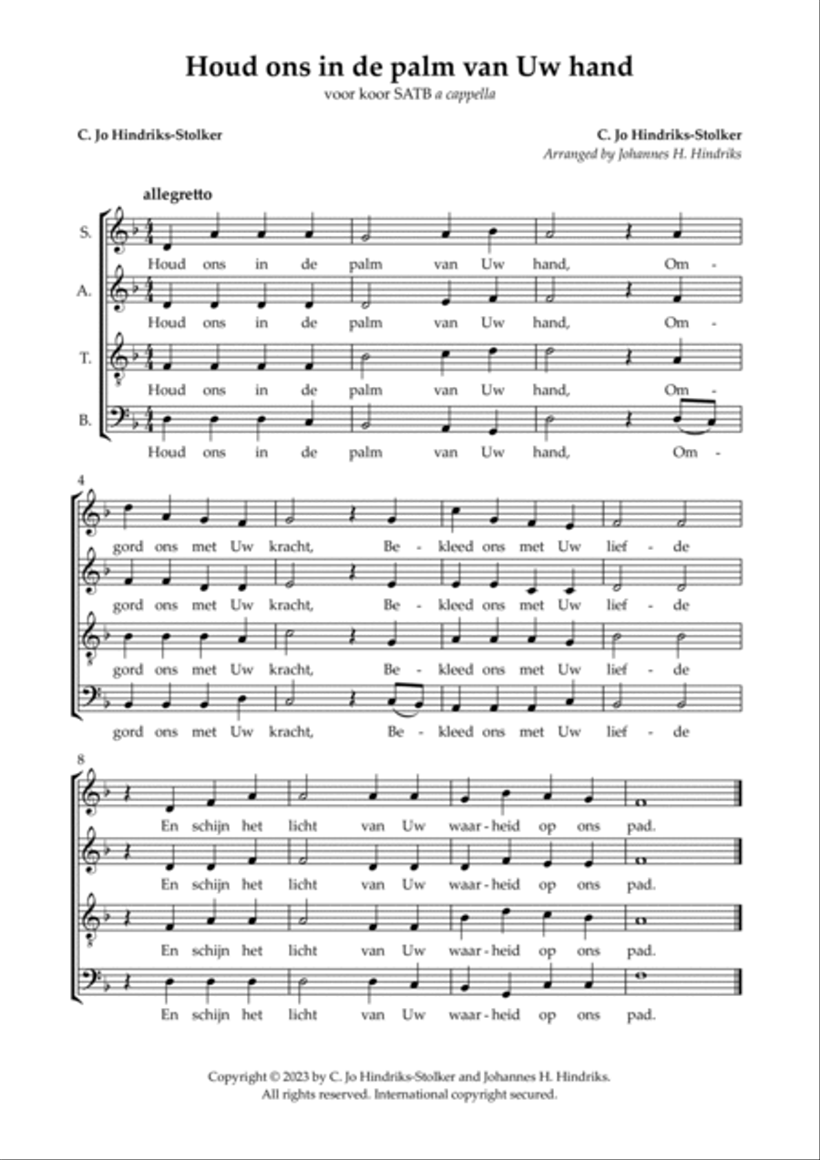 Houd ons in de palm van Uw hand 4-Part scores gallery preview page 6