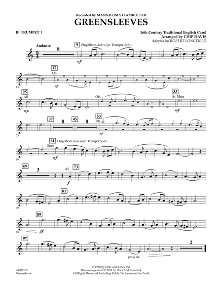 Greensleeves - Bb Trumpet 1