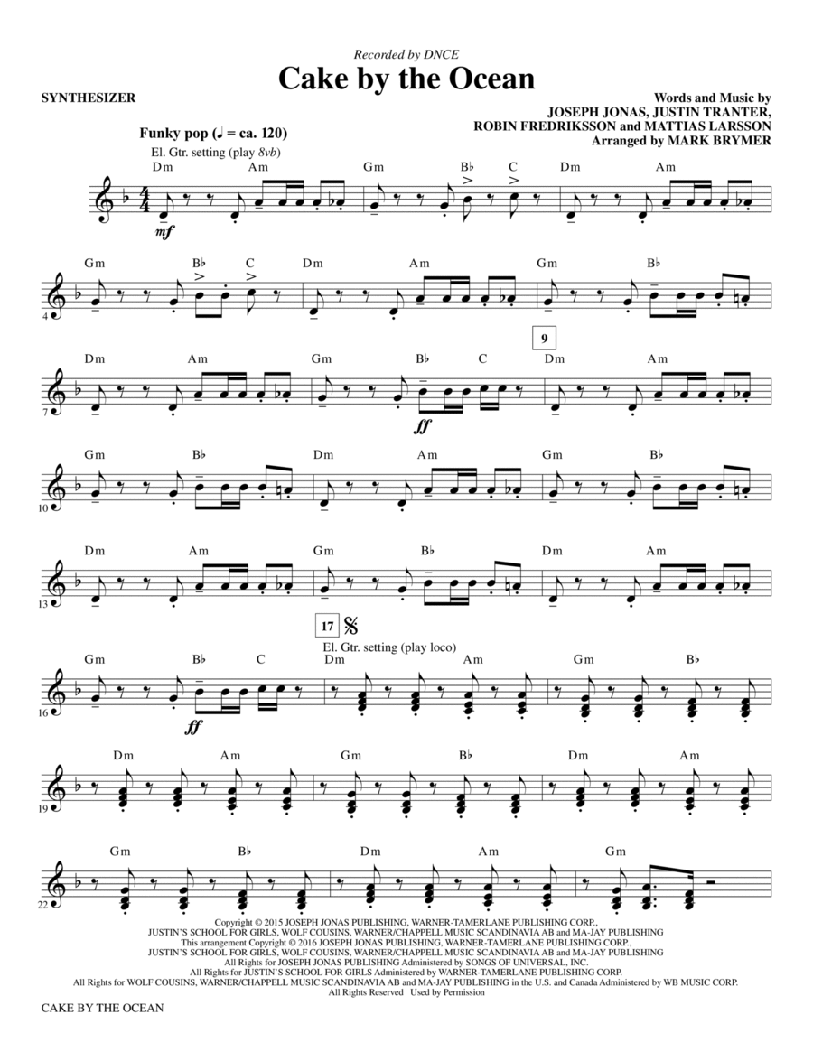 Cake by the Ocean - Synthesizer Choir scores gallery preview page 1
