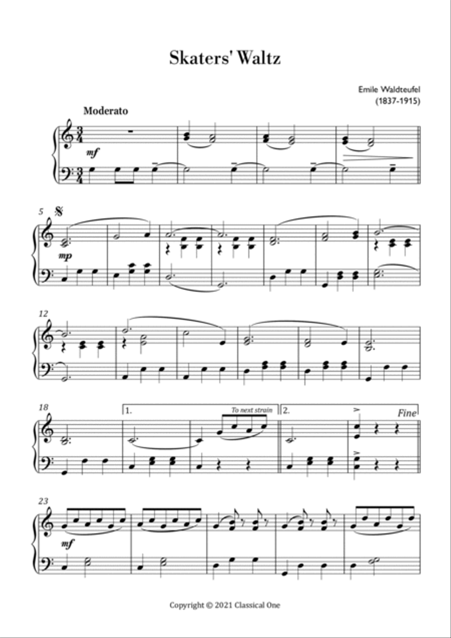 Waldteufel - Skaters’ Waltz(Easy Piano) Easy Piano scores gallery preview page 2