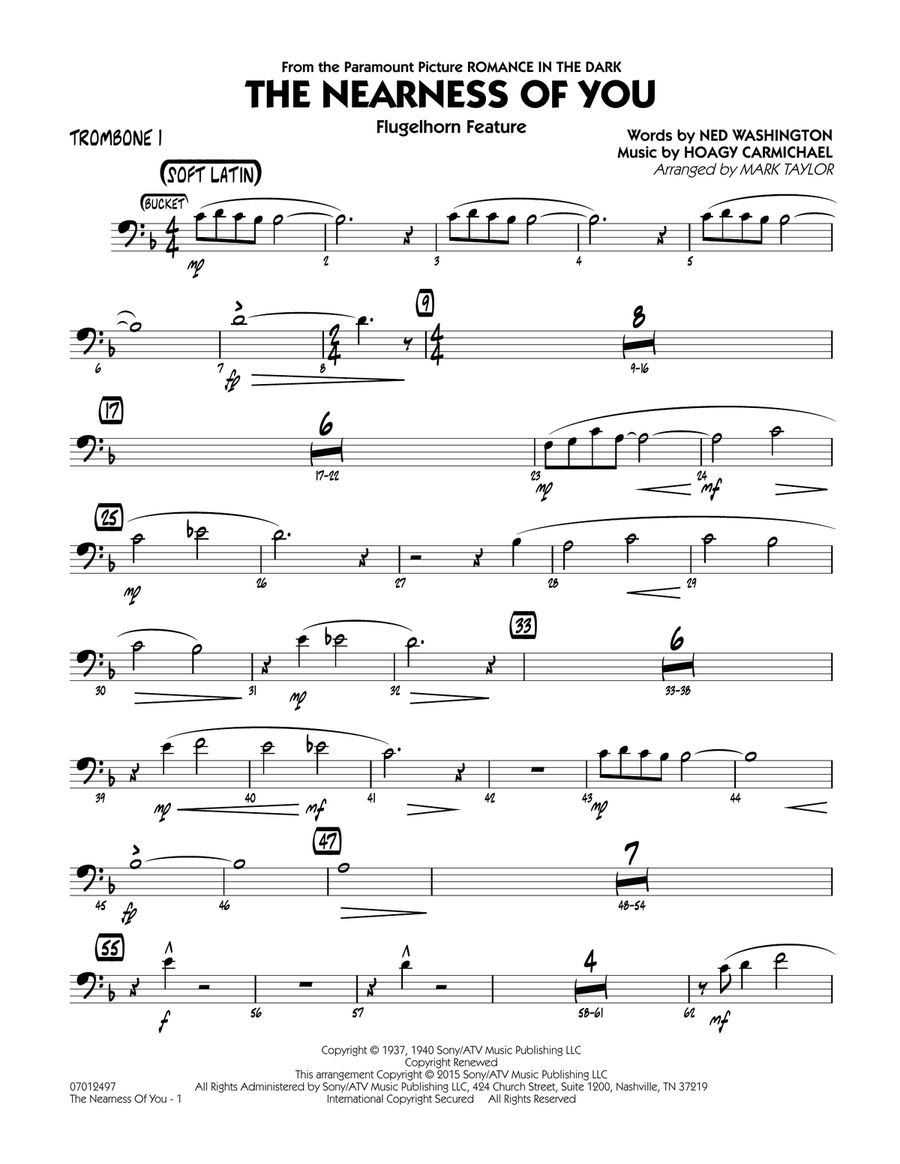 The Nearness of You (Flugelhorn Feature) - Trombone 1 Jazz Ensemble scores gallery preview page 1