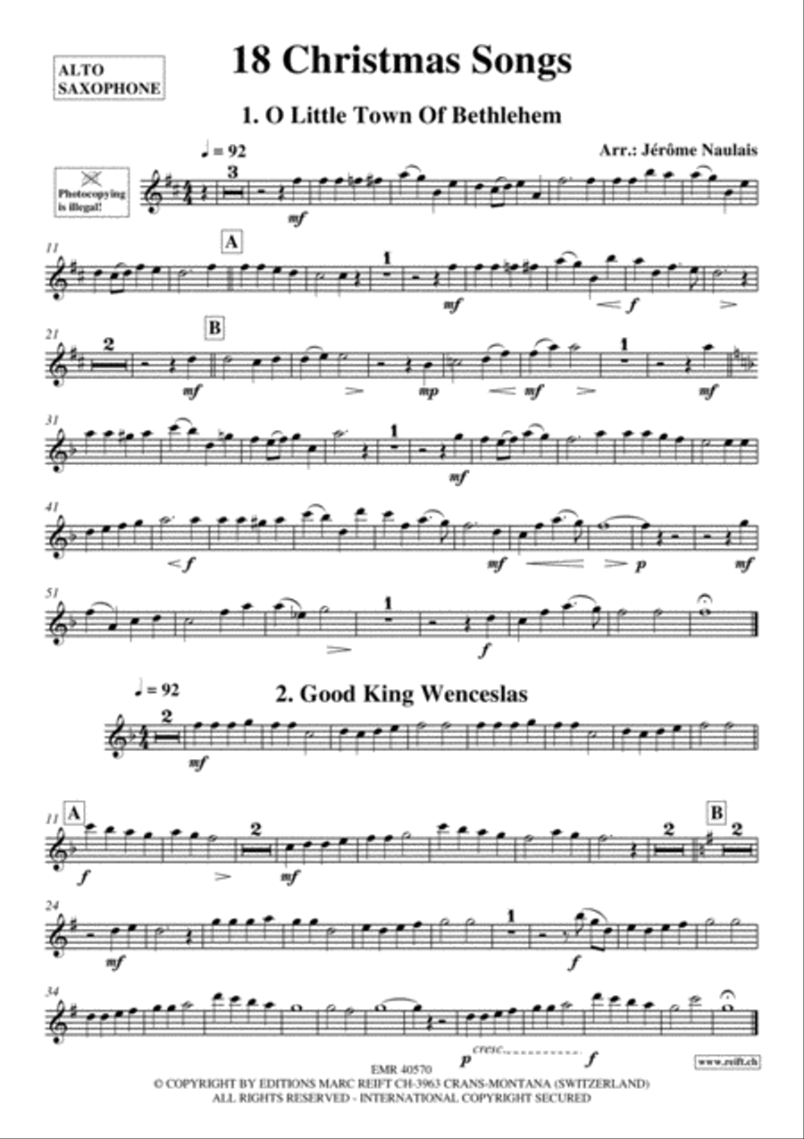 18 Christmas Songs Alto Saxophone scores gallery preview page 2