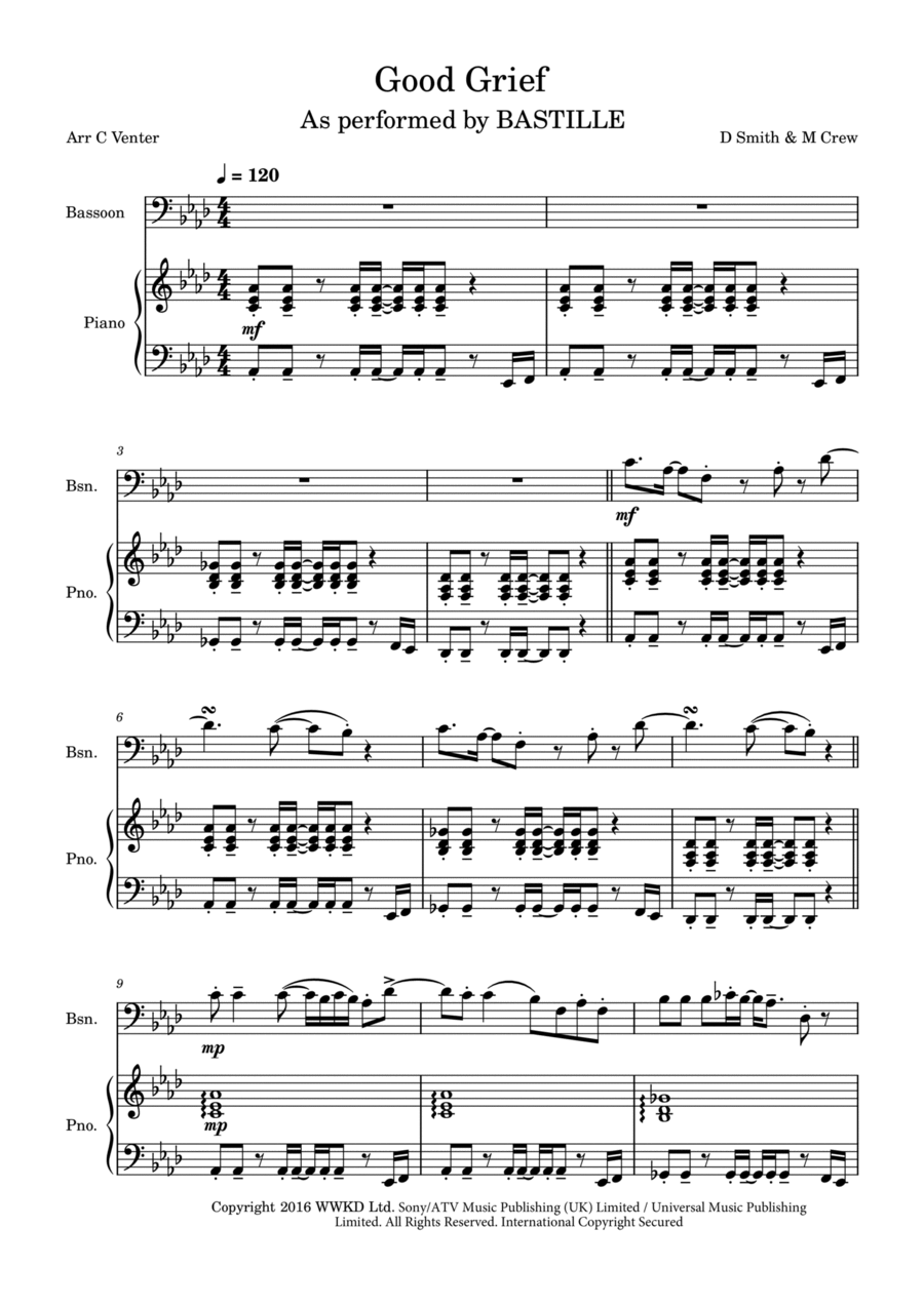Good Grief Bassoon scores gallery preview page 1