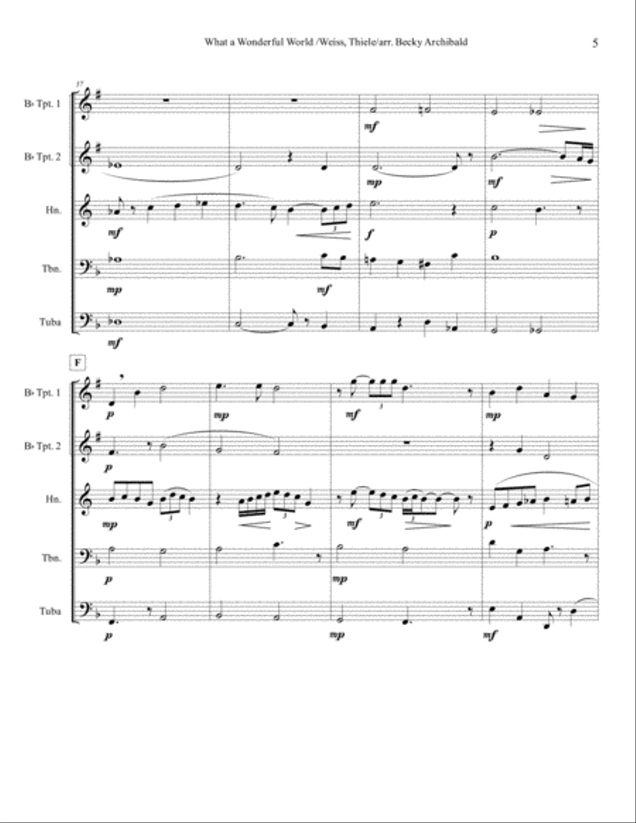 What A Wonderful World Brass Ensemble scores gallery preview page 6