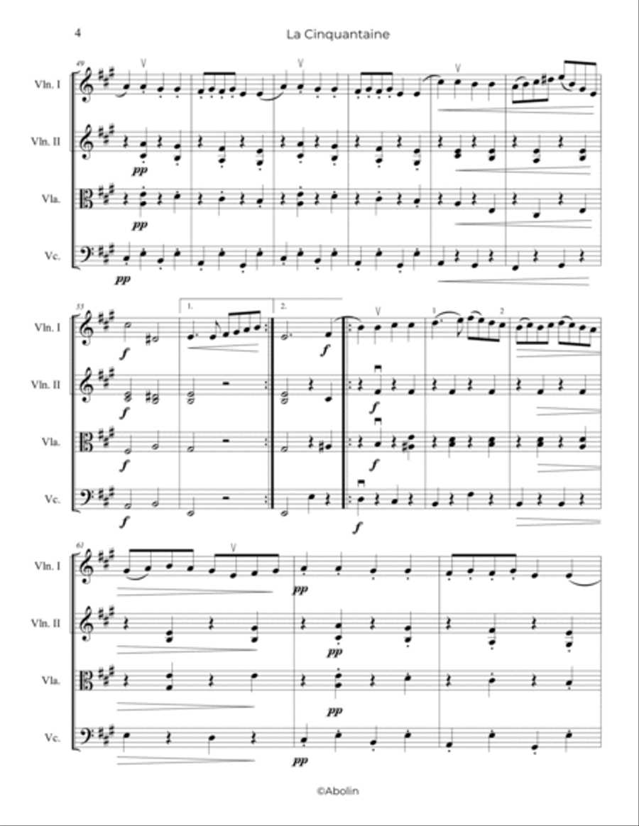 Marie: La Cinquantaine - String Quartet String Quartet scores gallery preview page 5