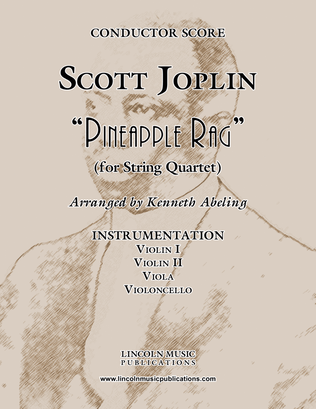 Book cover for Joplin - “Pineapple Rag” (for String Quartet)