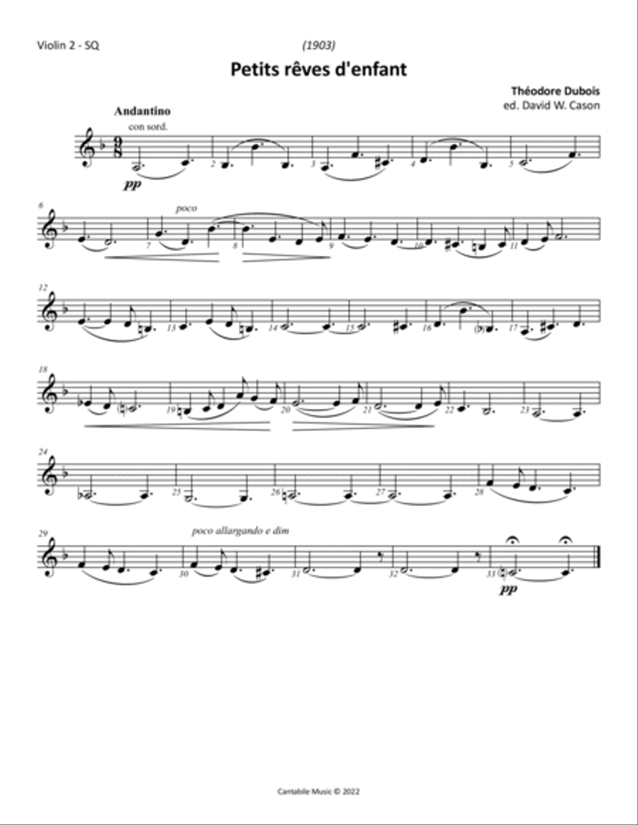 Petits rêves d'enfant (Dubois) STRING QUARTET String Quartet scores gallery preview page 3