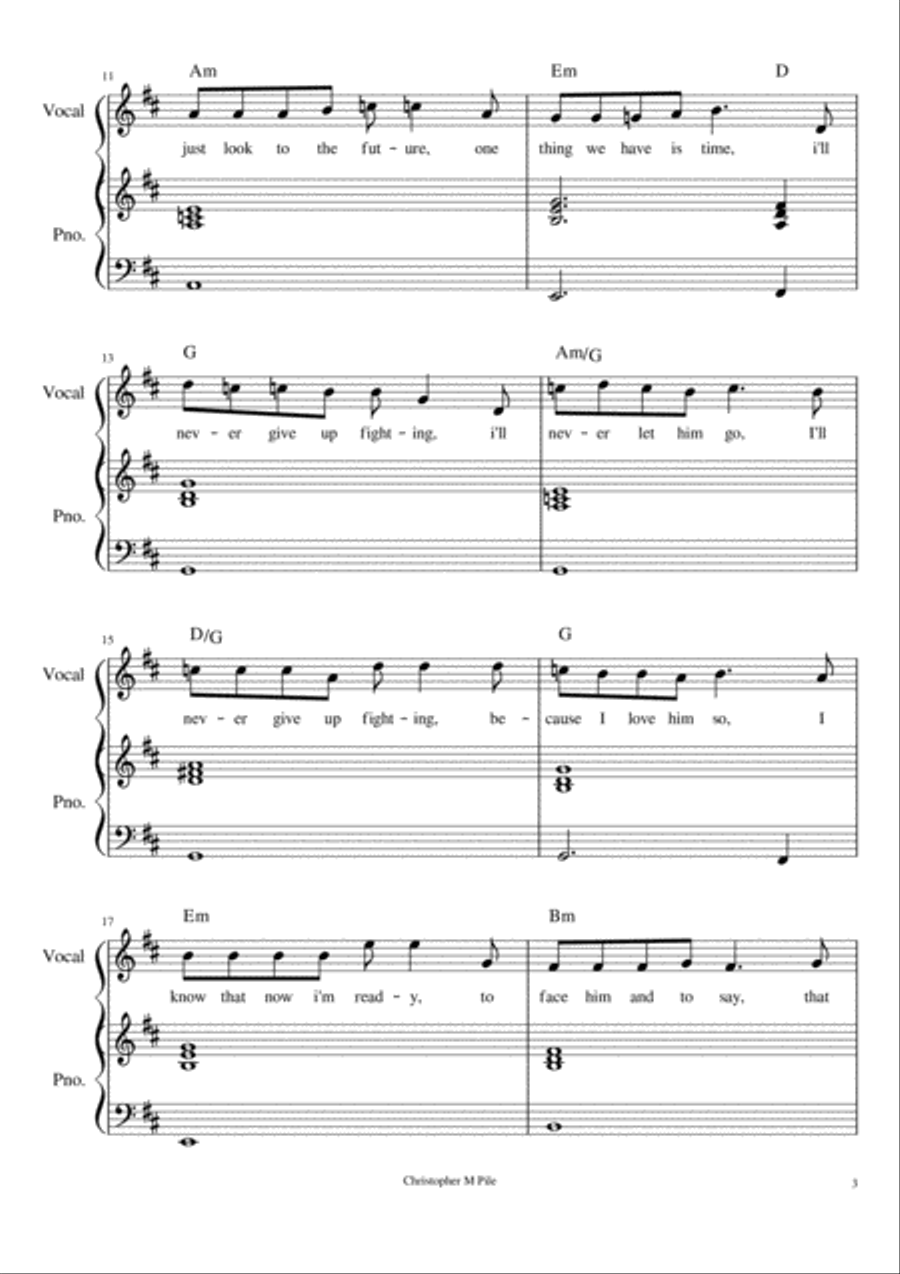 I Don't Know What To Say To Him Voice scores gallery preview page 3