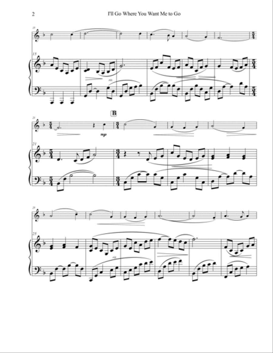 I'll Go Where Where You Want Me to Go String Duet scores gallery preview page 2