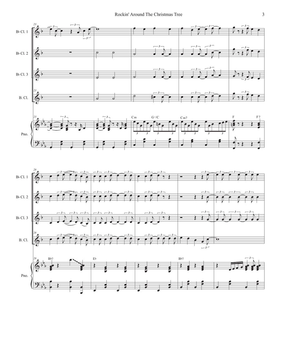 Rockin' Around The Christmas Tree Clarinet Choir scores gallery preview page 3