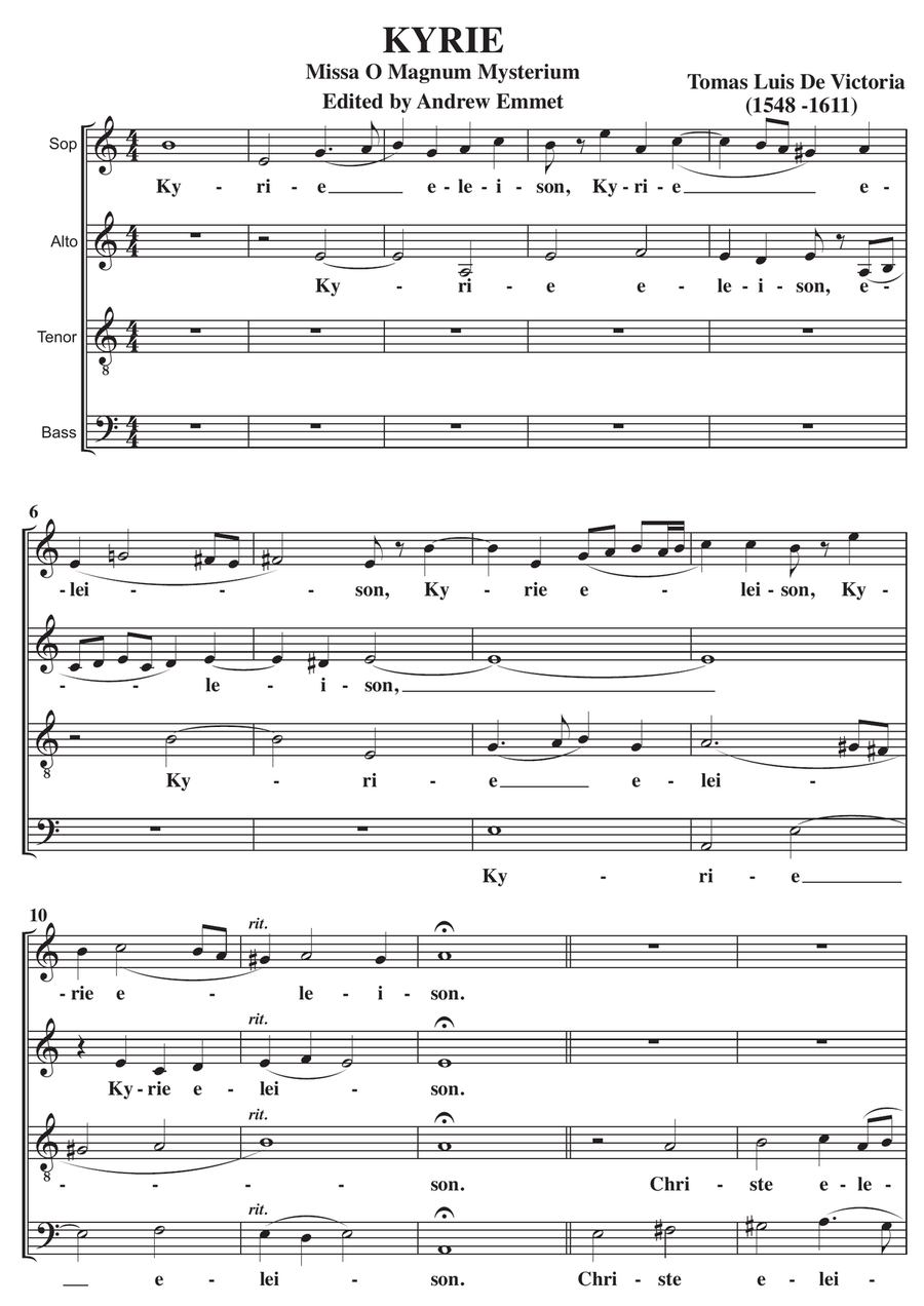 O Magnum Mysterium Complete Mass (Victoria) A Cappella SATB 4-Part scores gallery preview page 1