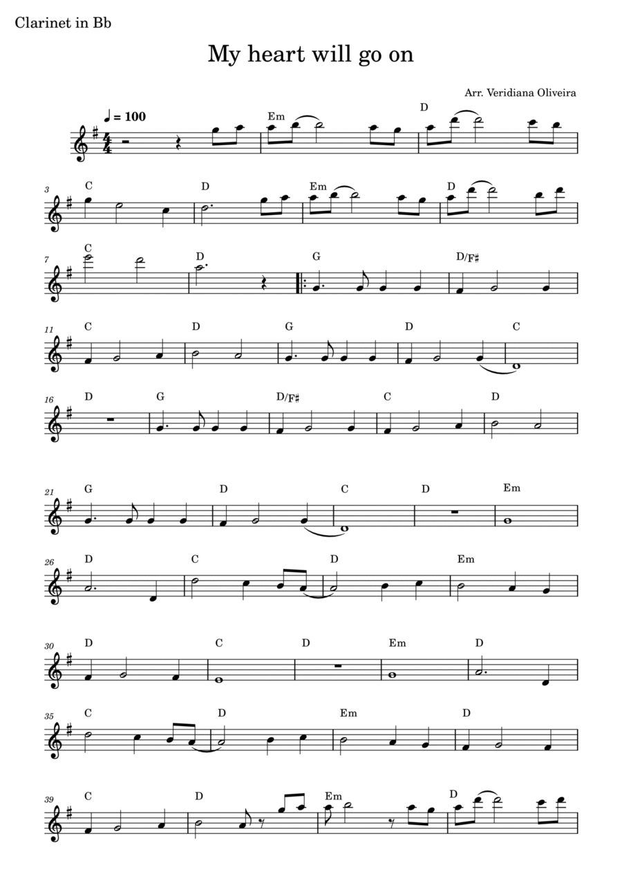 My Heart Will Go On (love Theme From 'titanic') B-Flat Clarinet scores gallery preview page 1