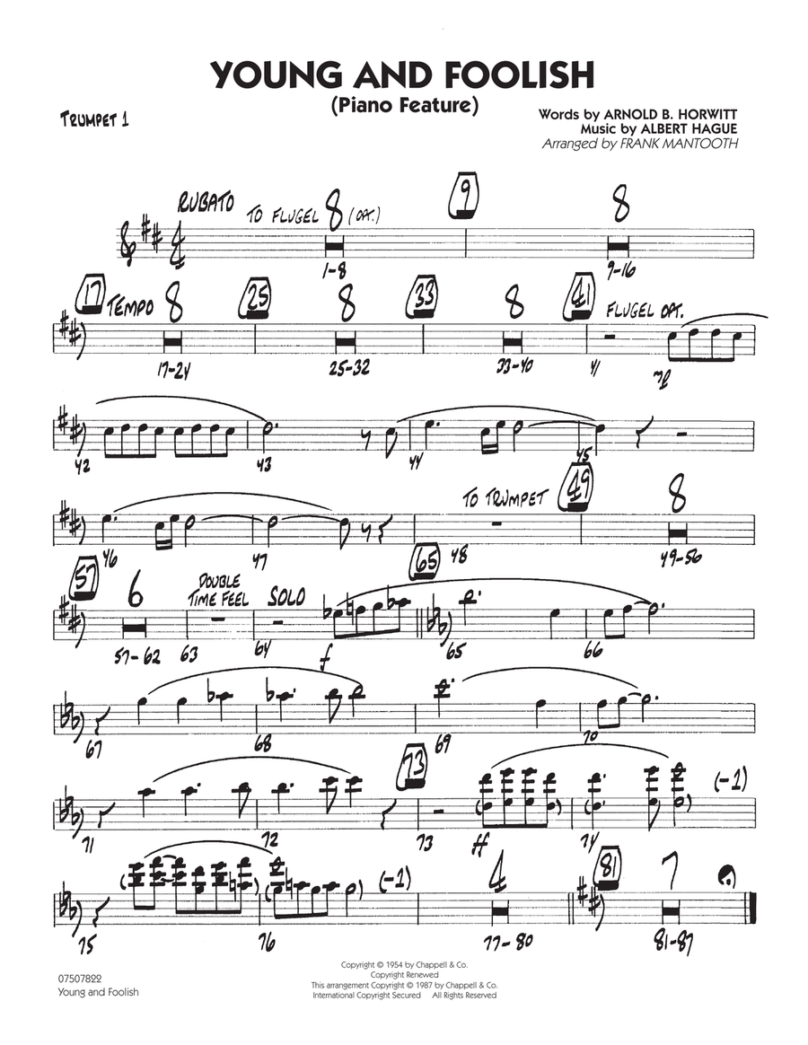 Young And Foolish - Trumpet 1 Jazz Ensemble scores gallery preview page 1