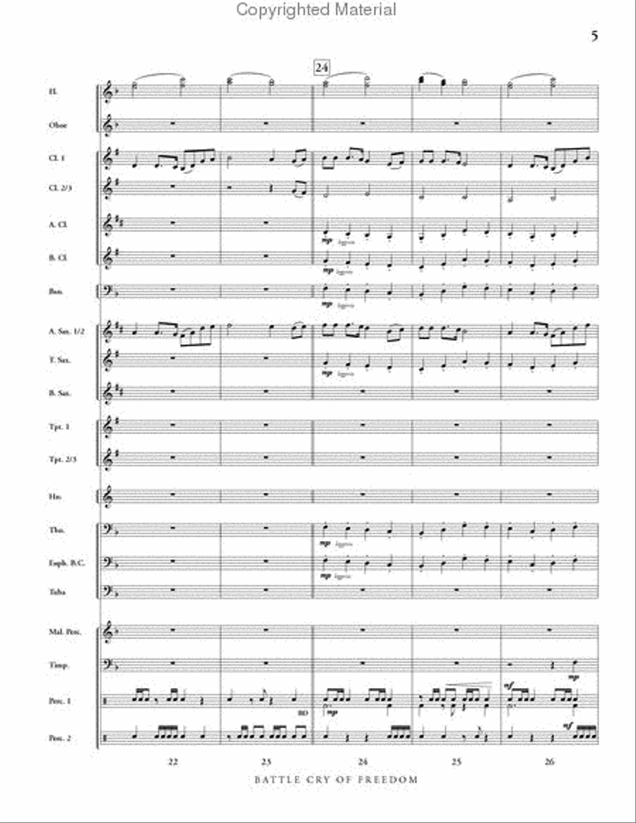 Battle Cry of Freedom Concert Band scores gallery preview page 6