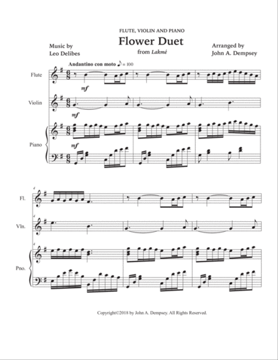 Flower Duet (Trio for Flute, Violin and Piano) Flute scores gallery preview page 5
