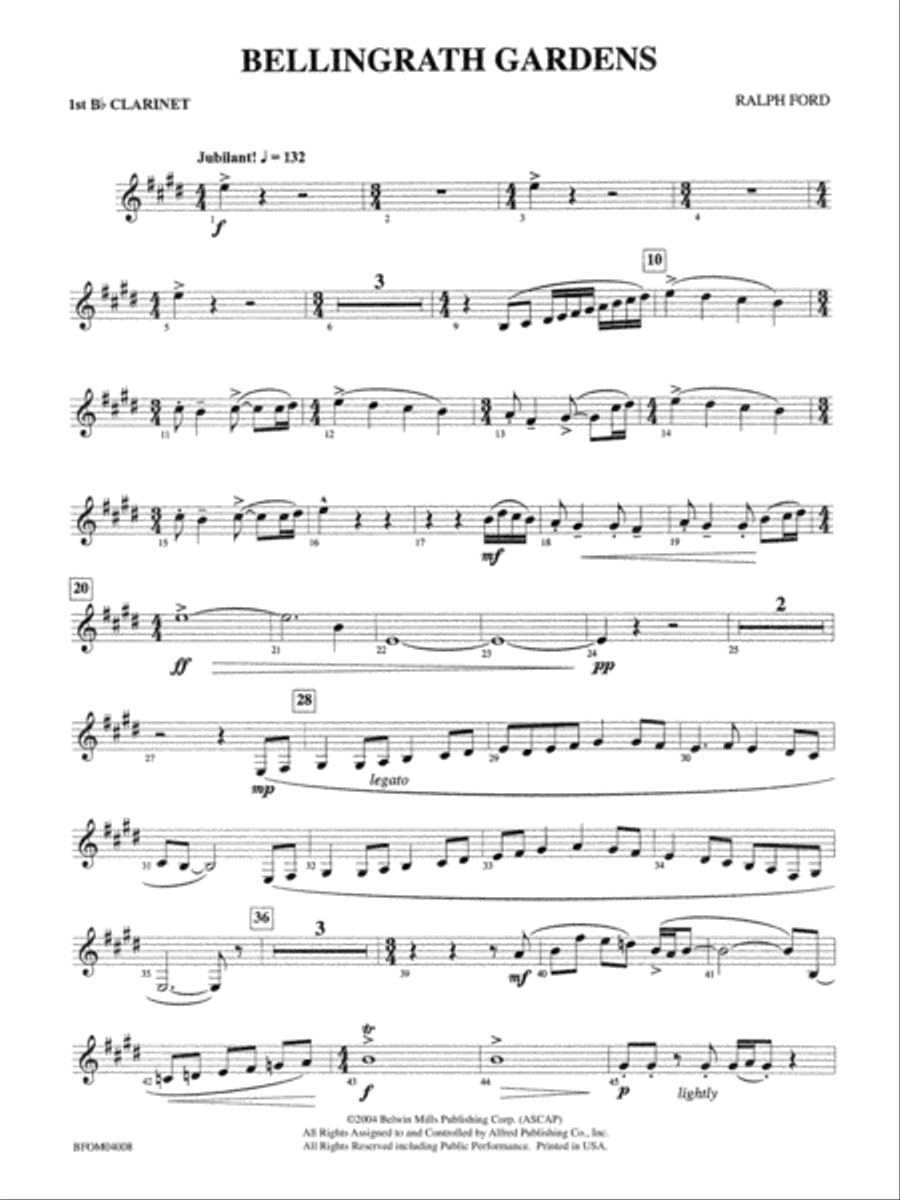 Bellingrath Gardens: 1st B-flat Clarinet Full Orchestra scores gallery preview page 1