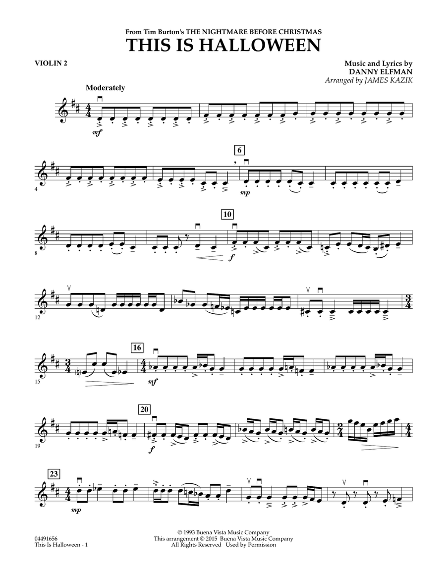 This Is Halloween - Violin 2 Orchestra scores gallery preview page 1