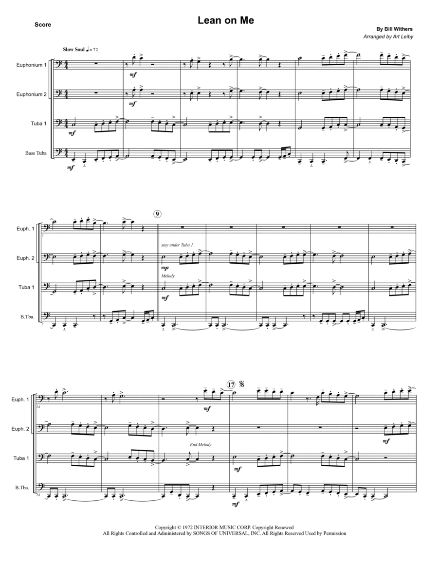 Lean On Me Brass Ensemble scores gallery preview page 1